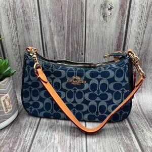 NWT  Signature CAF82 Cherry Denim Coach Teri Shoulder Bag